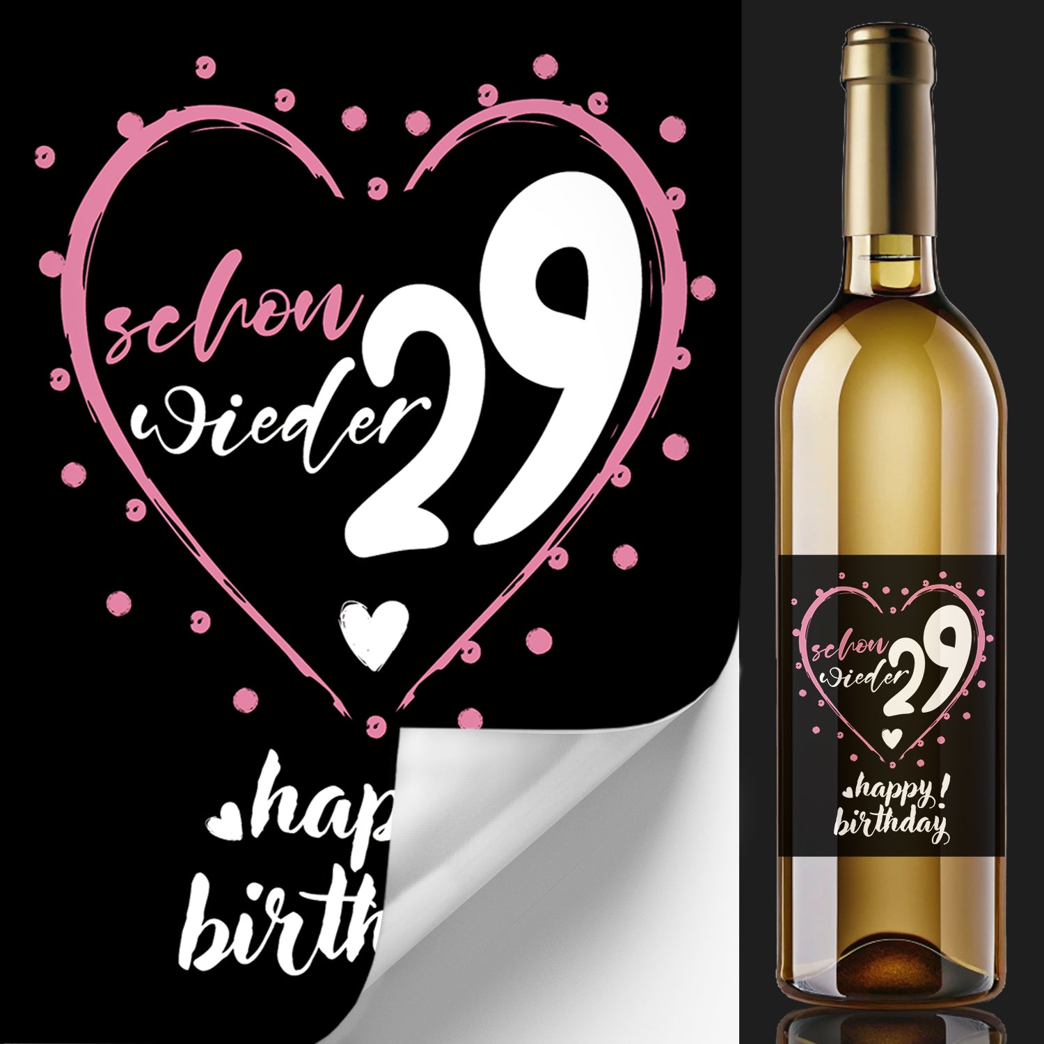 Funke & Brand Flaschenetikett Wieder 29 Happy Birthday Geburtstag