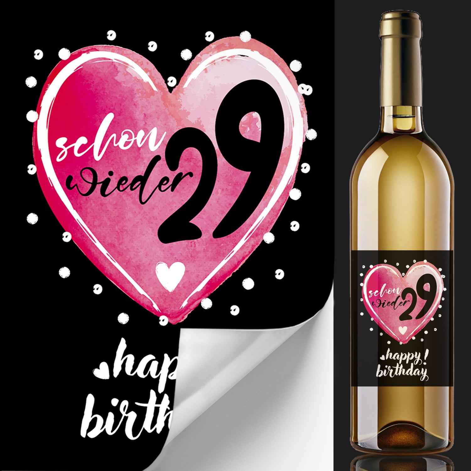 Funke & Brand Flaschenetikett Wieder 29 Happy Birthday Geburtstag