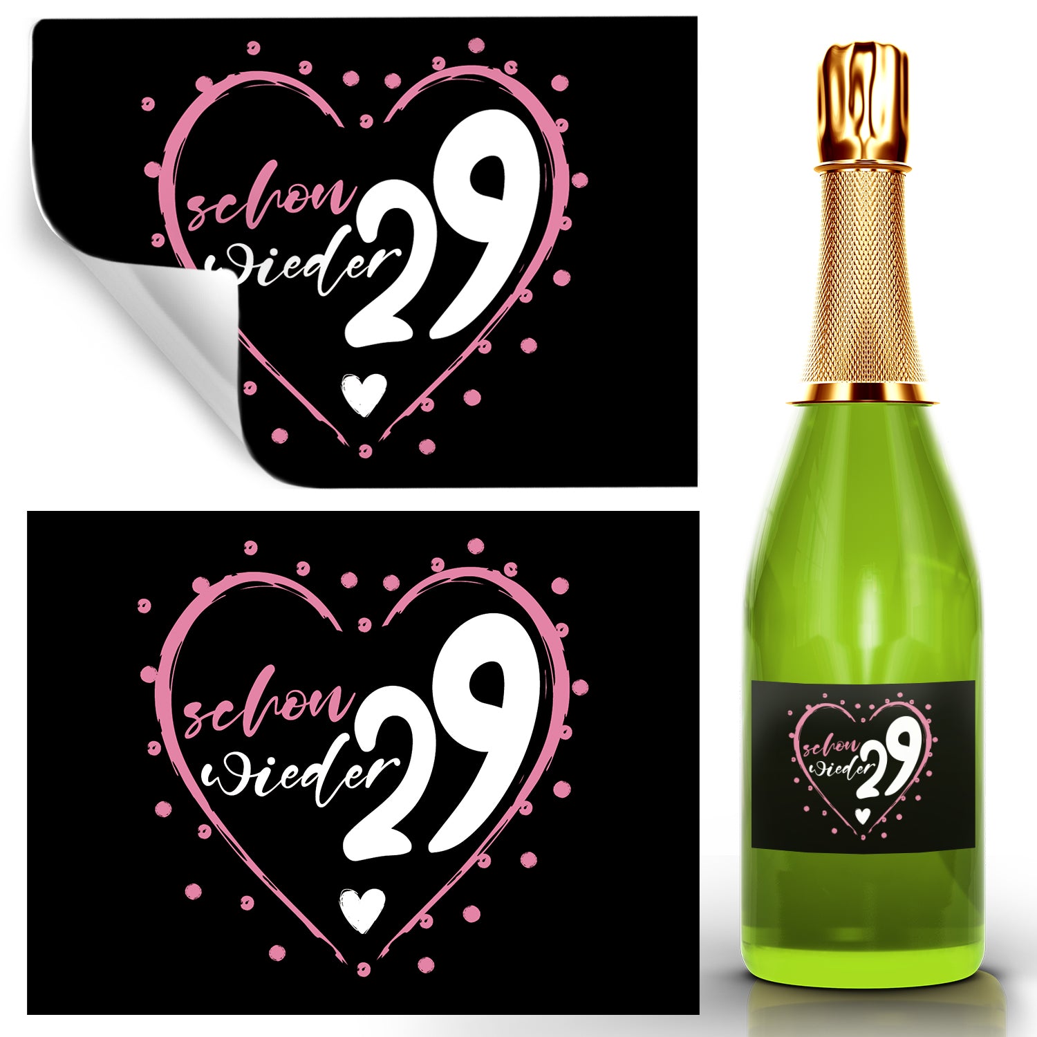 Funke & Brand Flaschenetikett Wieder 29 Happy Birthday Geburtstag