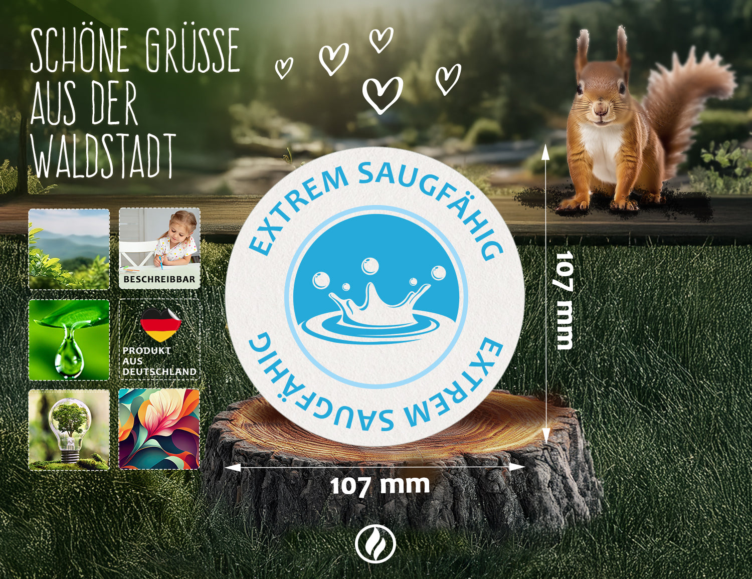 50 Bierdeckel Schön, dass du da bist Herz, Hochzeit Grau