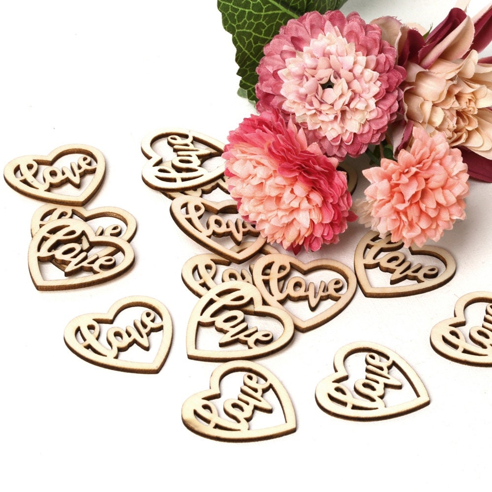 Holz Streu Herzen Hochzeit Streuung (13) Herz Dekorationen, Herz Konfetti, Tischdekorationen,37mm 15 Stück Set Holzherzen Spielzeug Opa