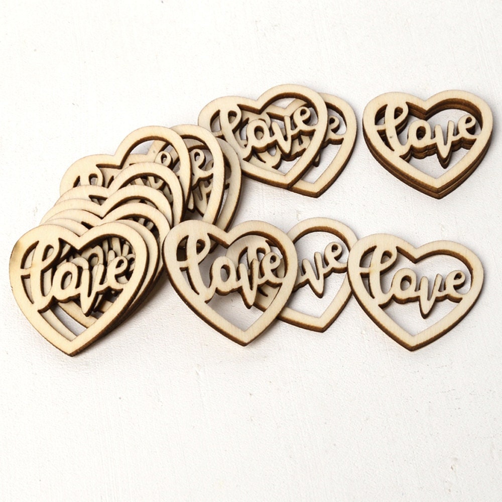 Holz Streu Herzen Hochzeit Streuung (13) Herz Dekorationen, Herz Konfetti, Tischdekorationen,37mm 15 Stück Set Holzherzen Spielzeug Opa