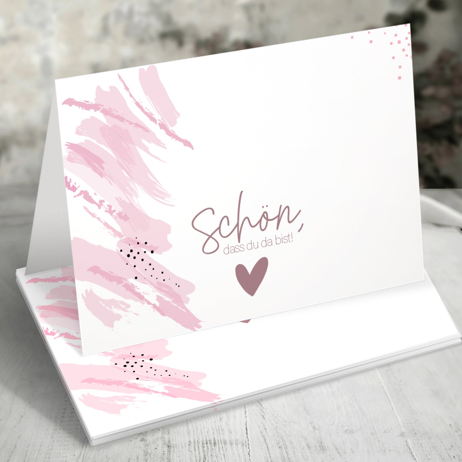 50 Tischkarten Schön dass du da bist, Blush Pink Hochzeit Gäste Deko