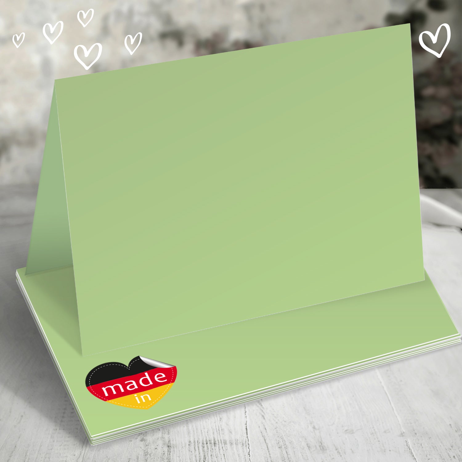 50 Tischkarten blanko grün, Hochzeit Geburtstag Taufe Pastellgrün
