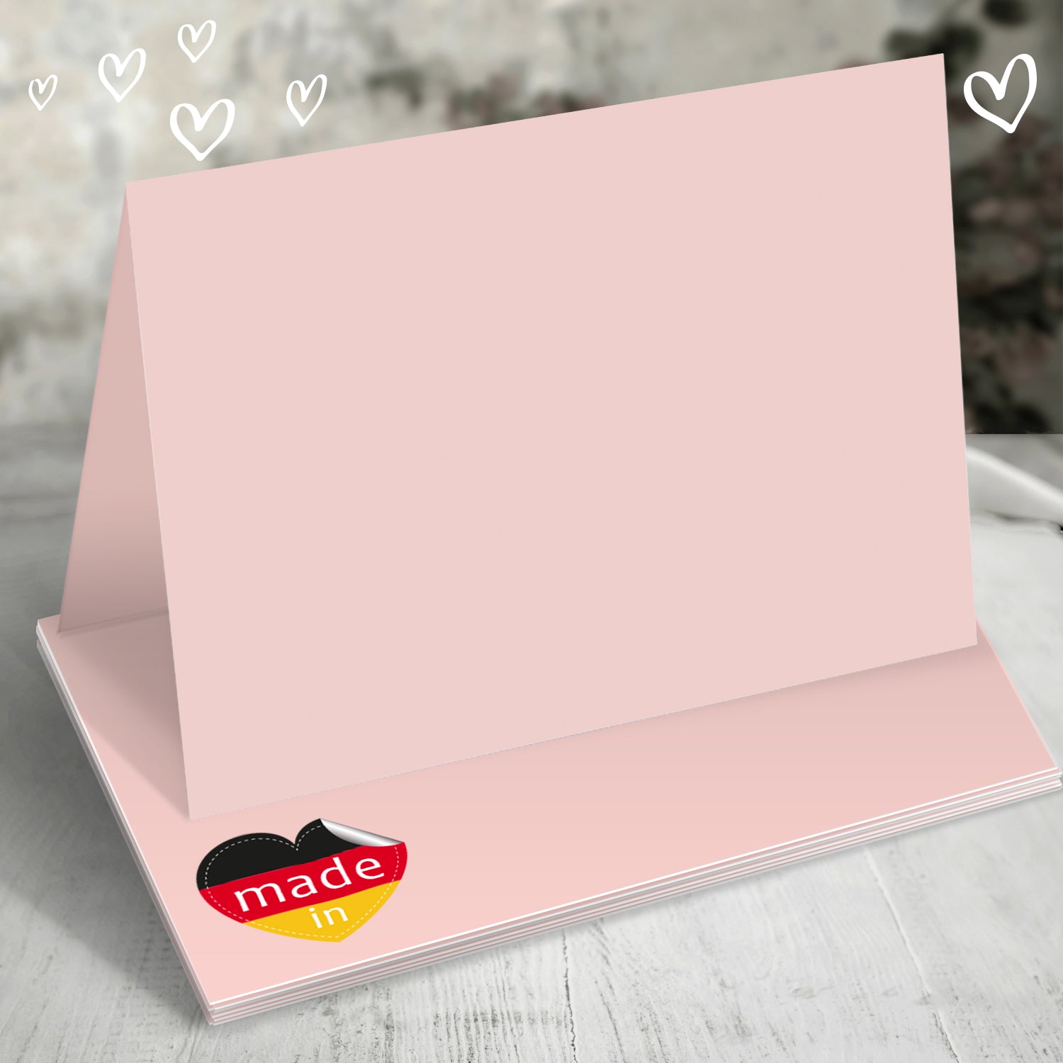 50 Tischkarten Blanko Rosa, Hochzeit, Pastellrosa