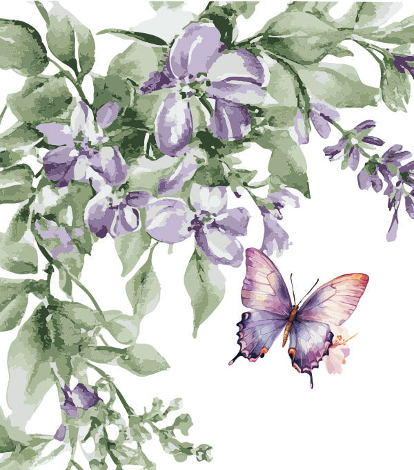 Floral Butterfly Lavendelgrün