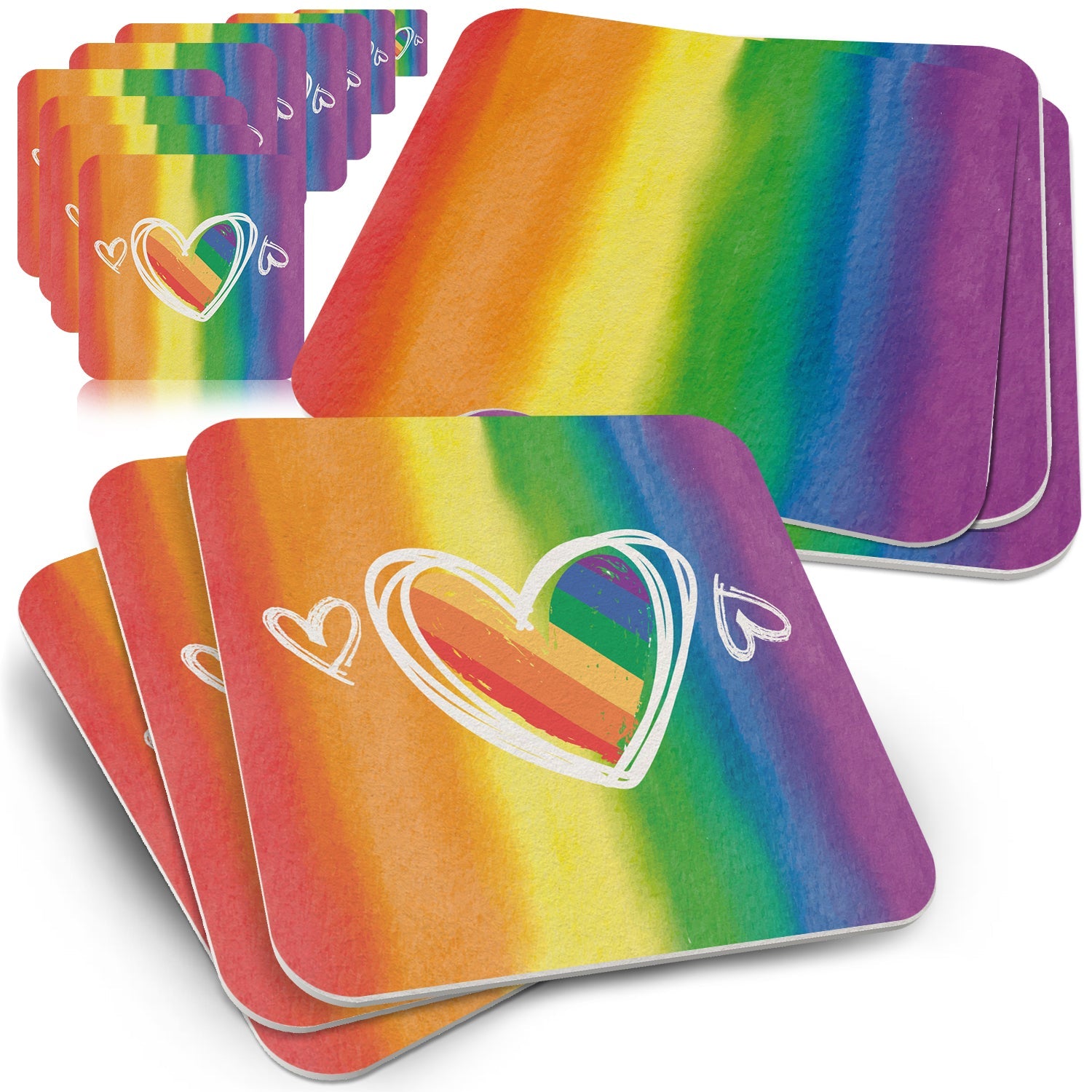 50x LGBTQ+ Regenbogen Bierdeckel
