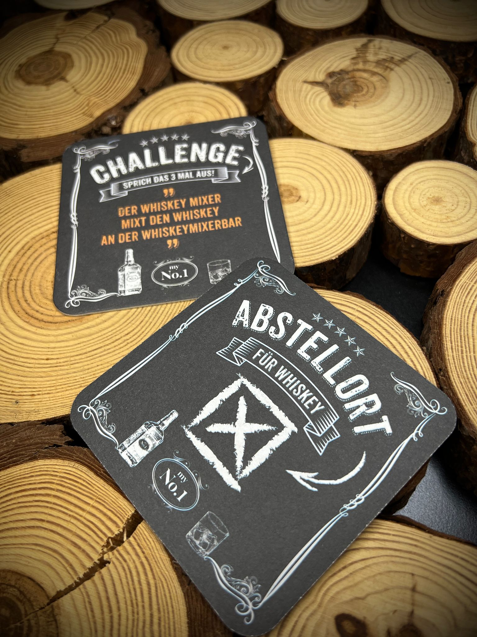 50x Bierdeckel Whisky Untersetzer - "Abstellort für Whiskey" - Geschenk für Männer