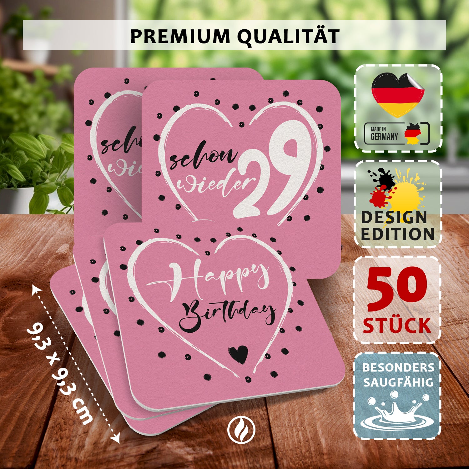 Funke & Brand Bierdeckel Geburtstag Schon wieder 29 Pink - 50stk