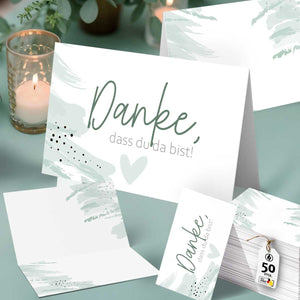 50 Tischkarten Danke, dass du da bist - Art Mood Mint Green Danke