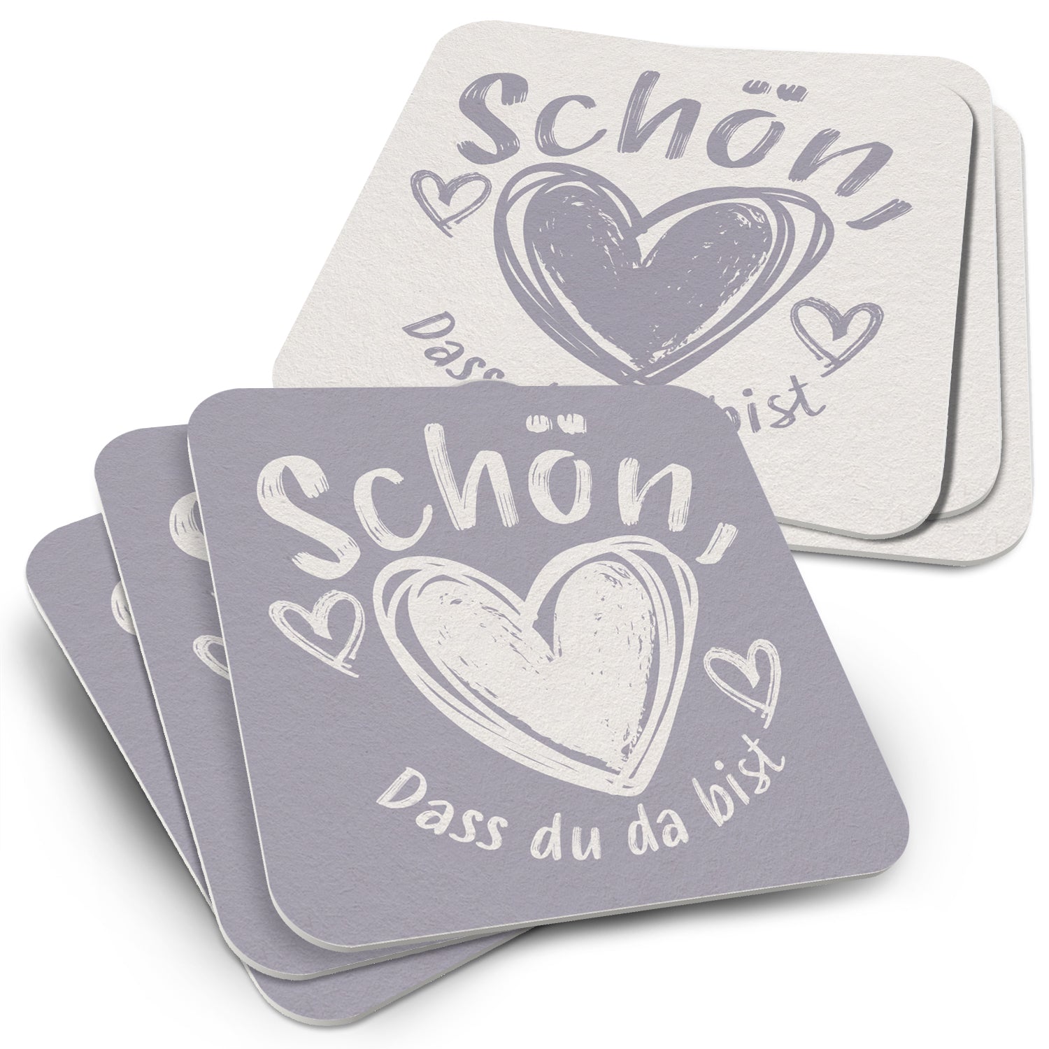 50x Bierdeckel mit Spruch "Schön, dass du da bist"