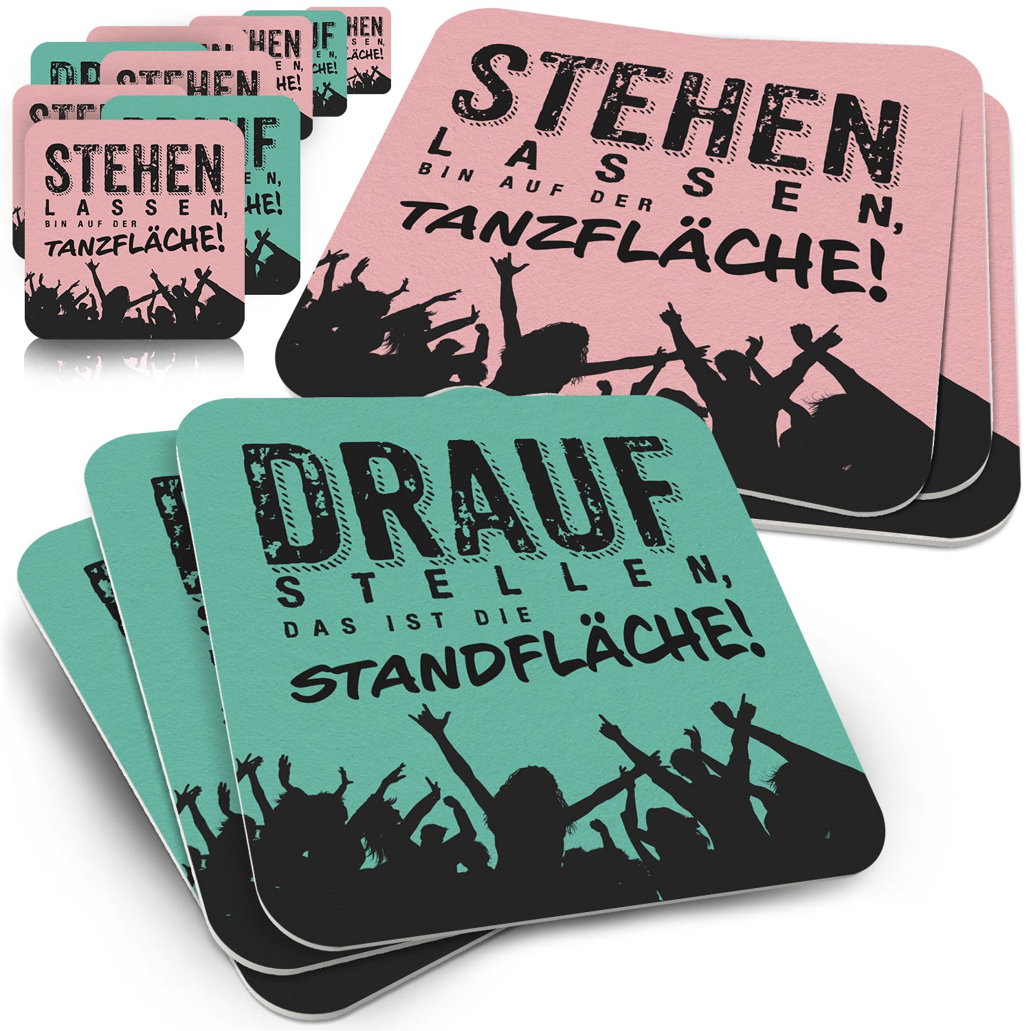 Party Bierdeckel "Draufstellen" & "Stehen Lassen"