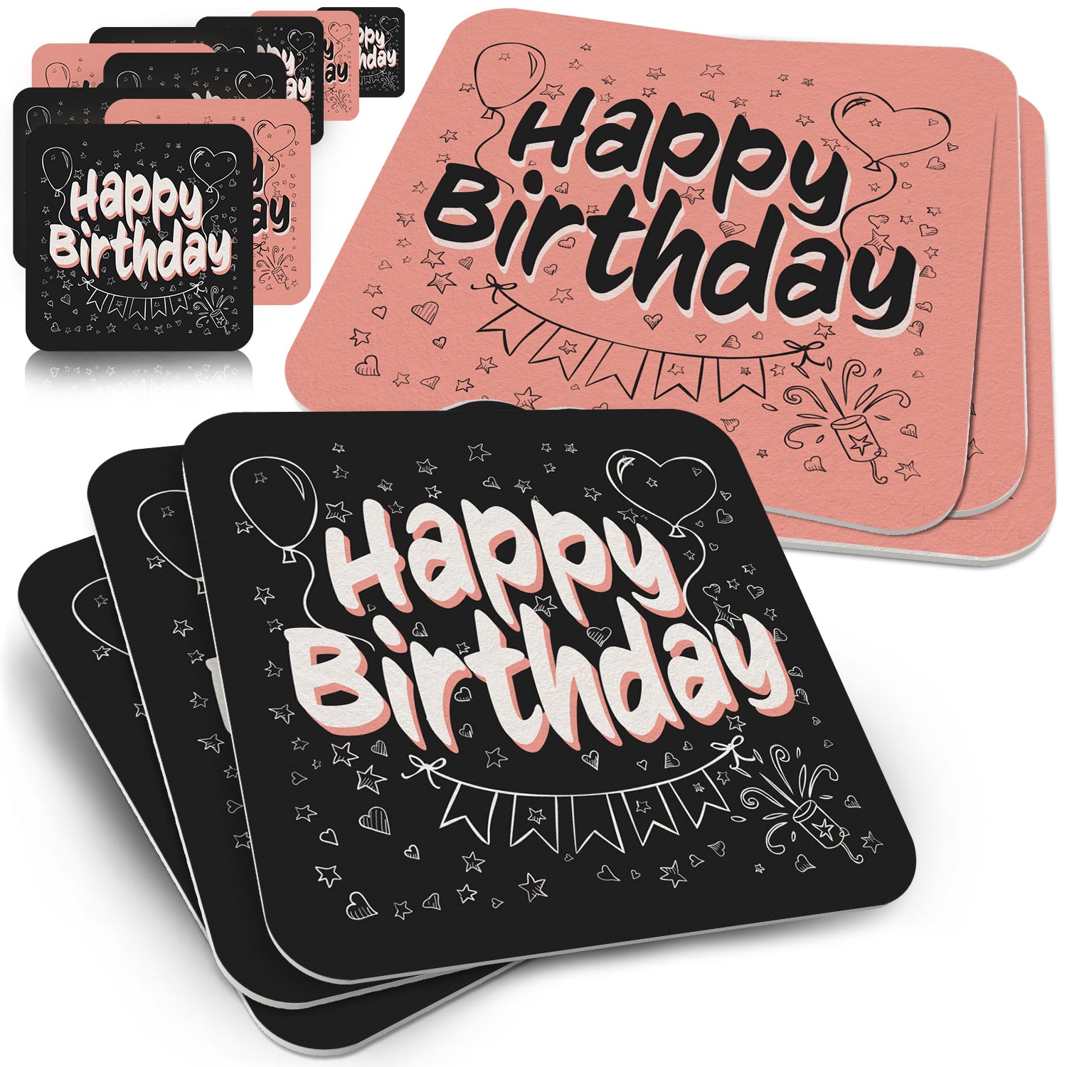 Bierdeckel "Happy Birthday" 50er Set - Tischdeko Geburtstag