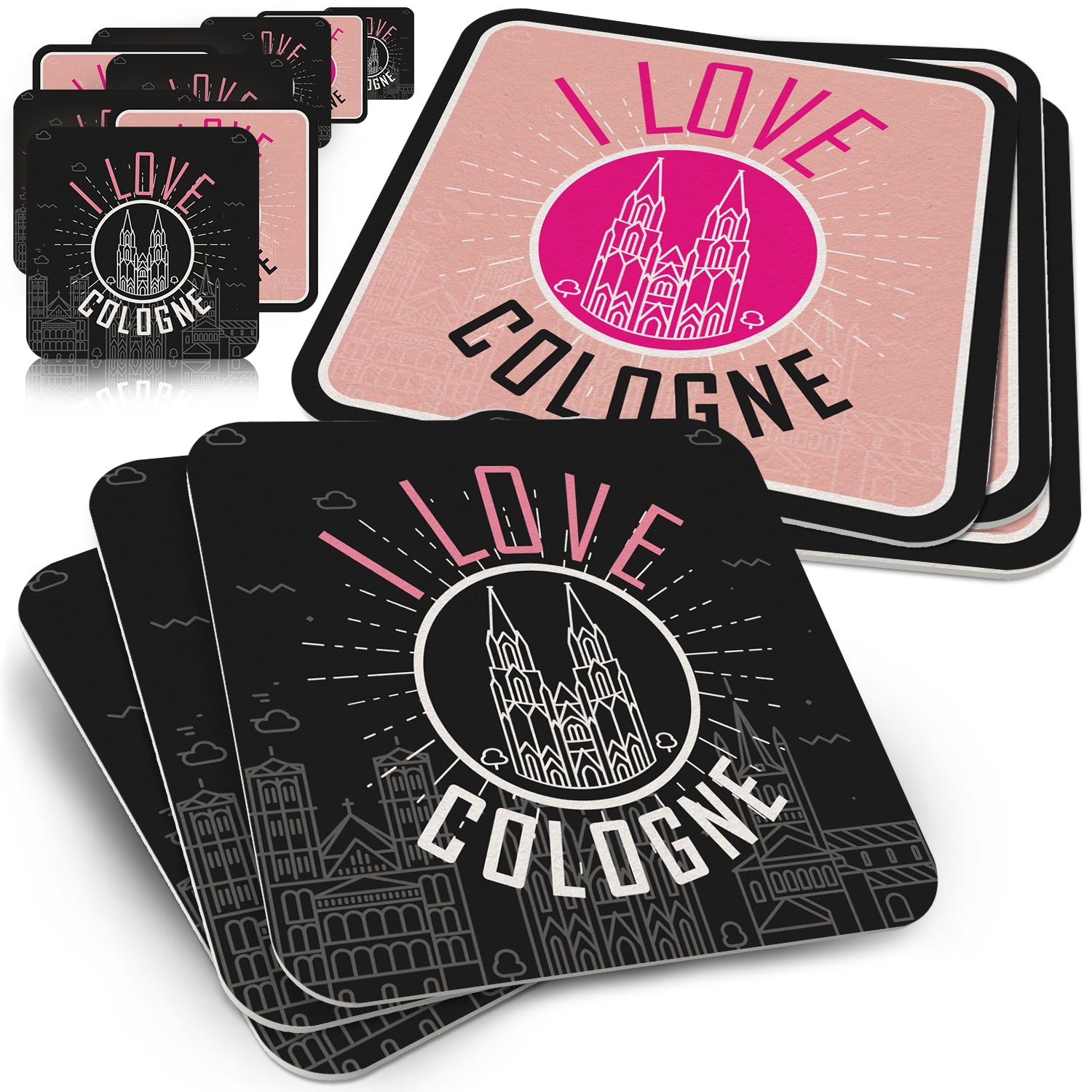 Bierdeckel "I Love Cologne" - 50er Set für Köln-Fans