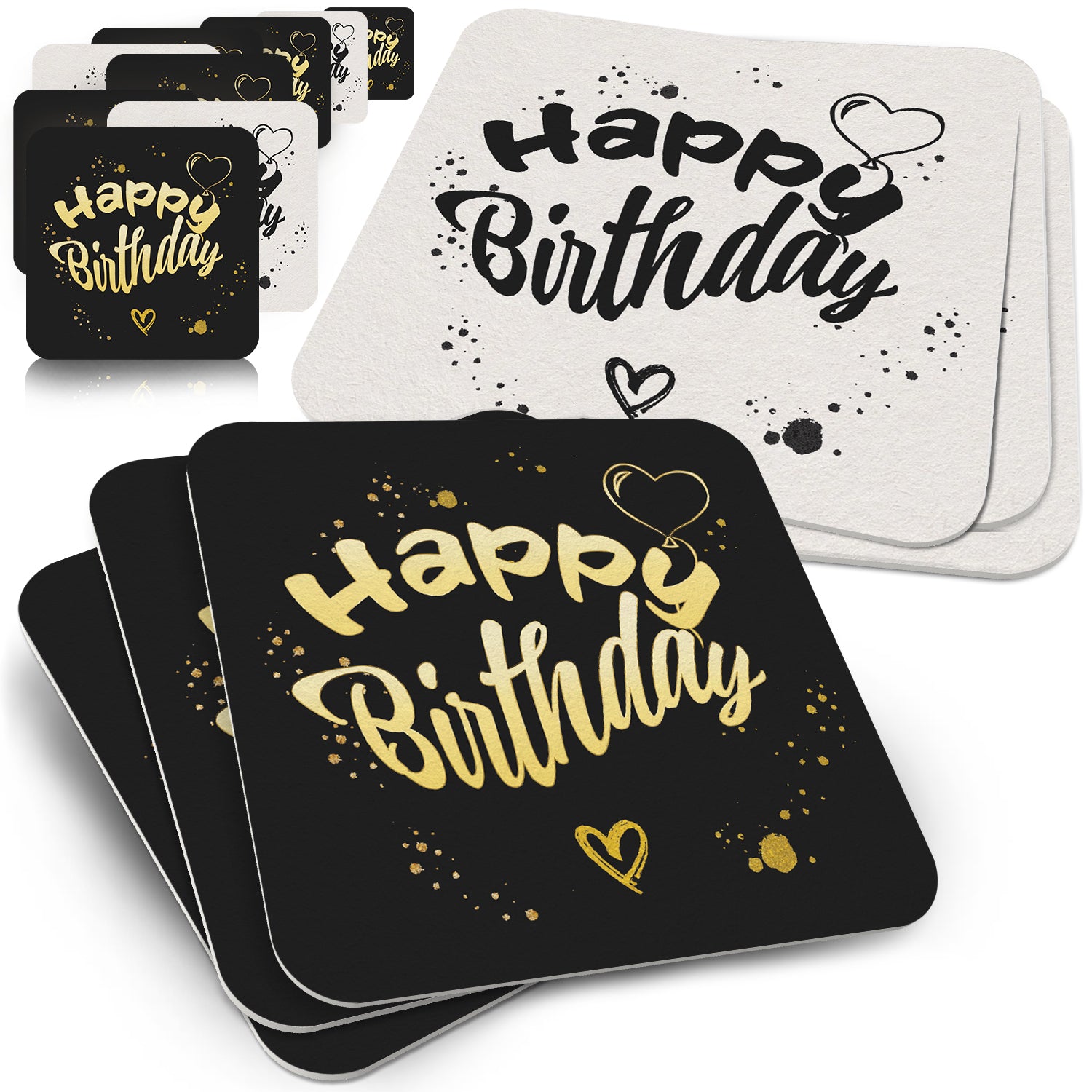 Bierdeckel Happy Birthday - 50er Set - Tisch-Deko Geburtstag