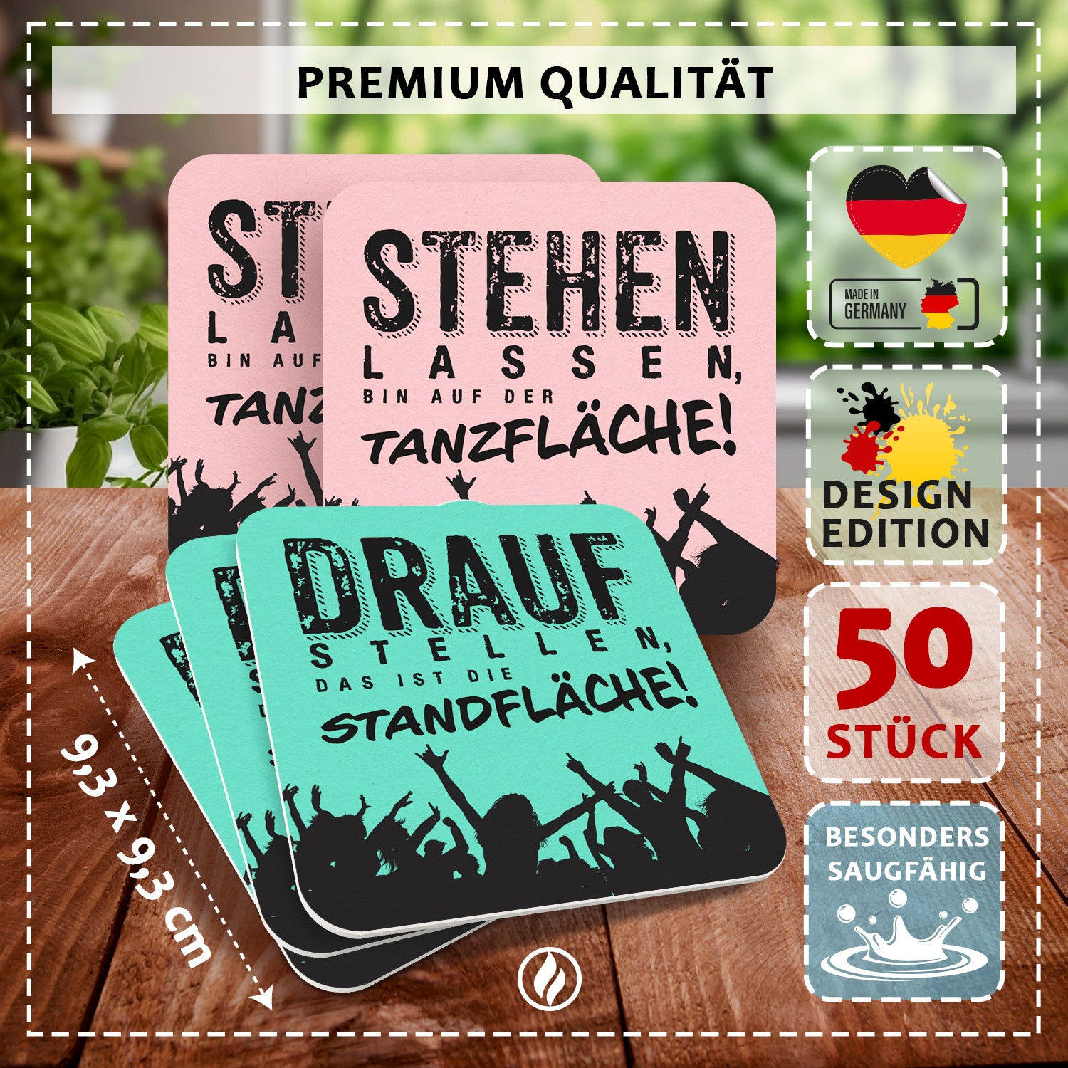 Party Bierdeckel "Draufstellen" & "Stehen Lassen"