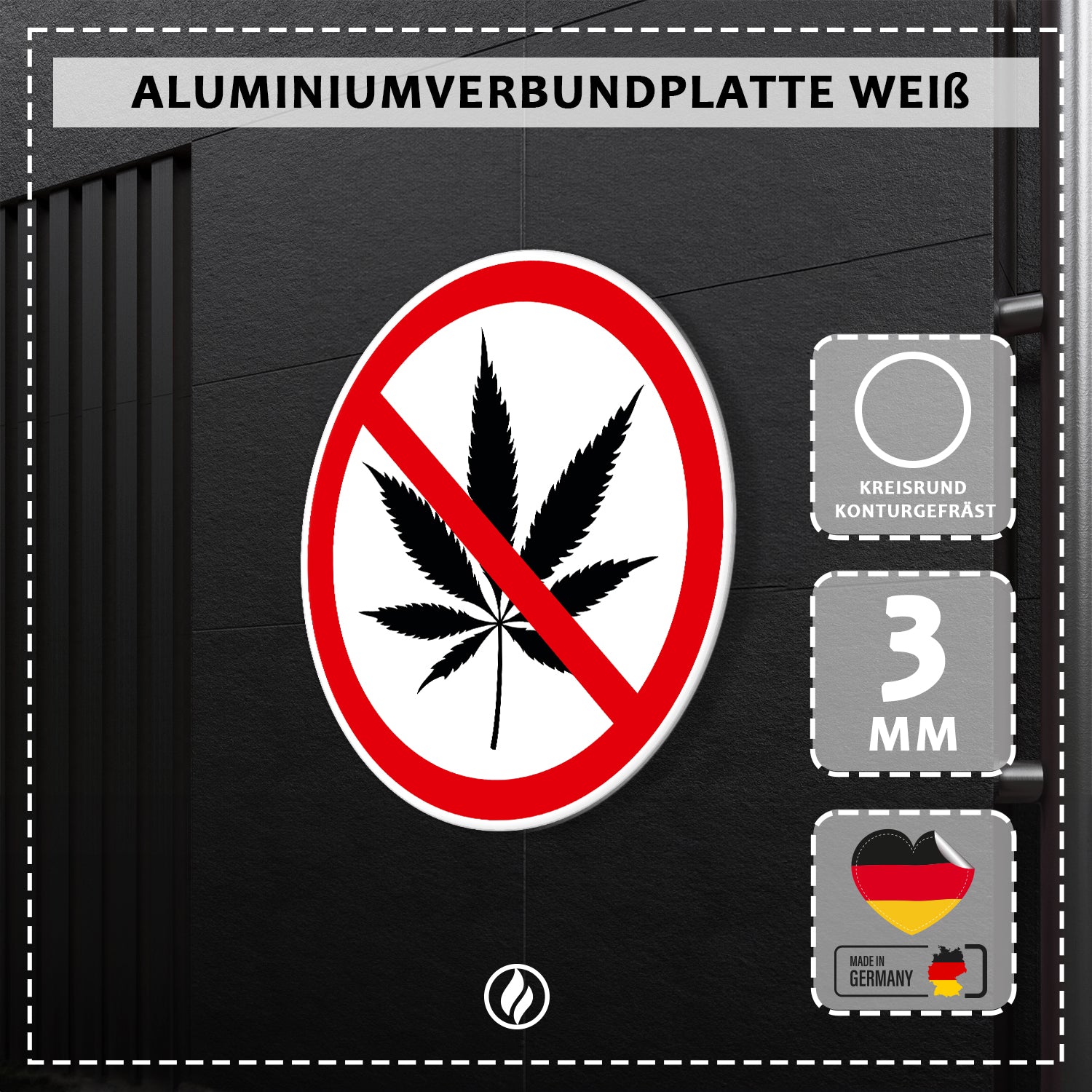 Kiffen verboten Schild - Cannabis Verbot Schild