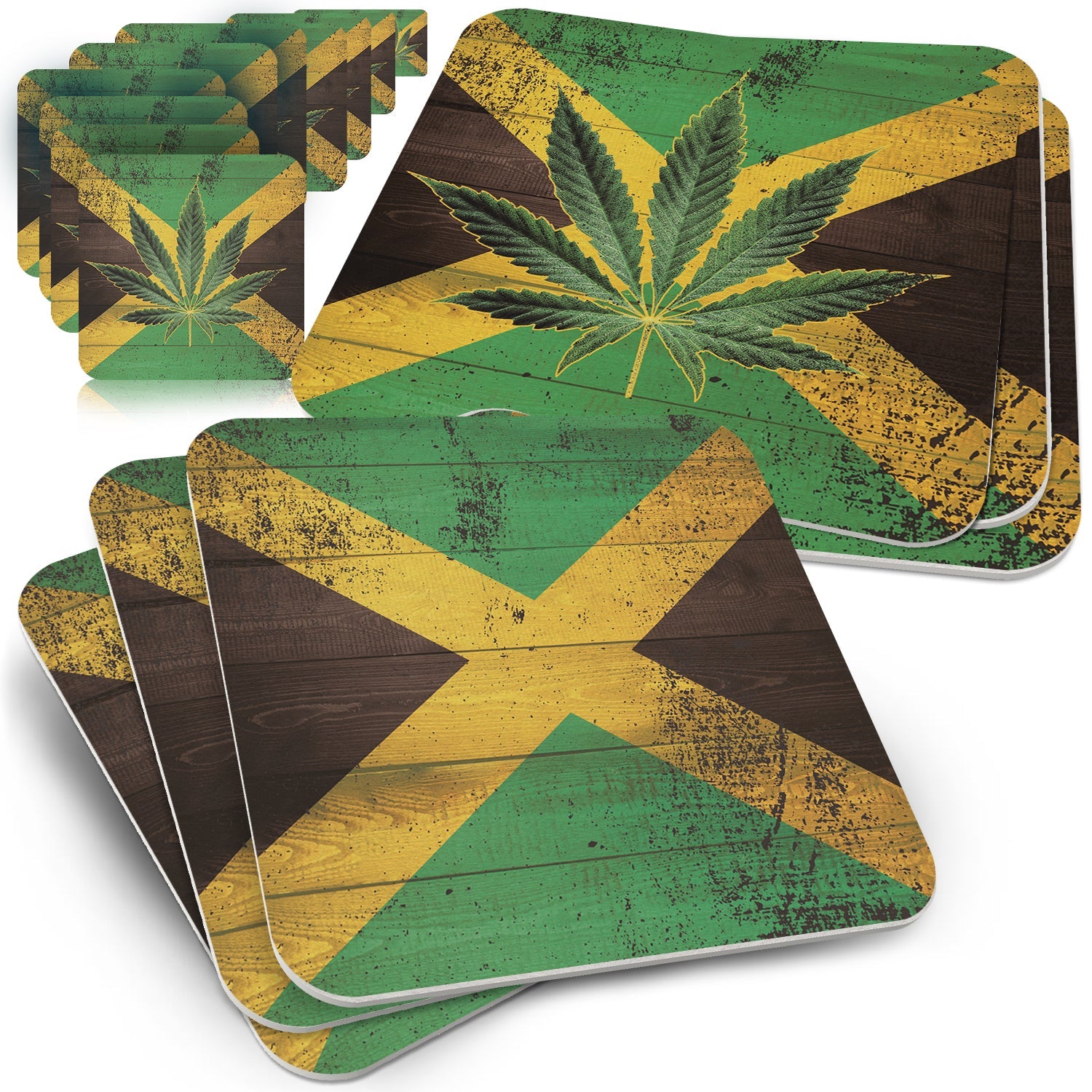 50x Bierdeckel mit Jamaica Flagge