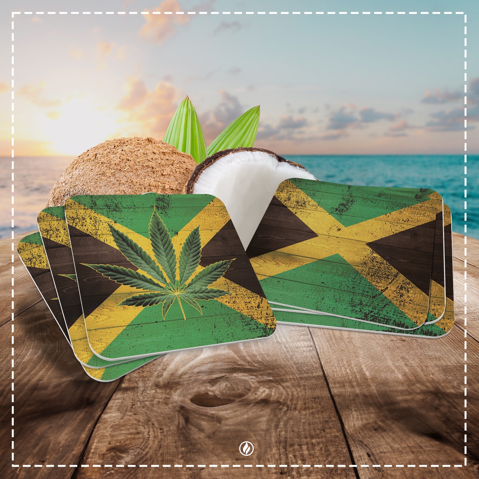 50x Bierdeckel mit Jamaica Flagge