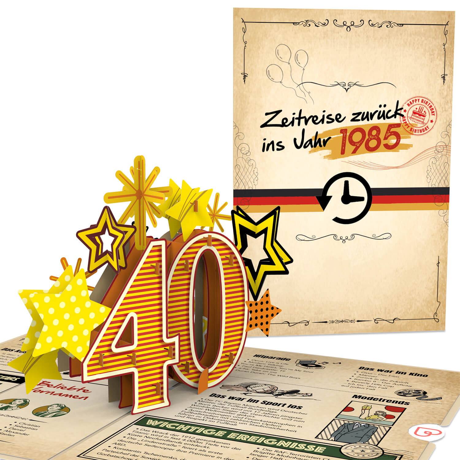 Zurück ins Jahr 1985 Pop-Up Karte